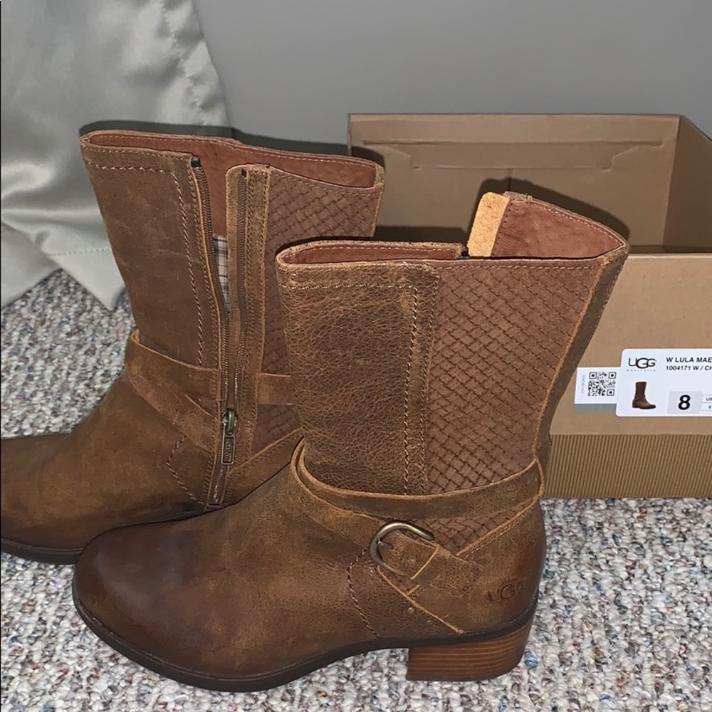 UGG LULA MAE FUR LINED CALF BOOTS SZ 8